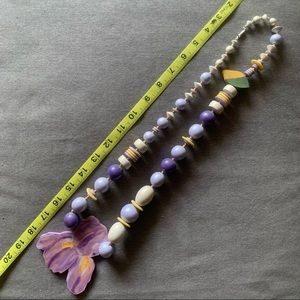 Wooden beads and iris detail necklace